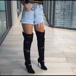 Giuseppe Zanotti Cut Out Over the Knee Suede  Boots 37 / 6.5